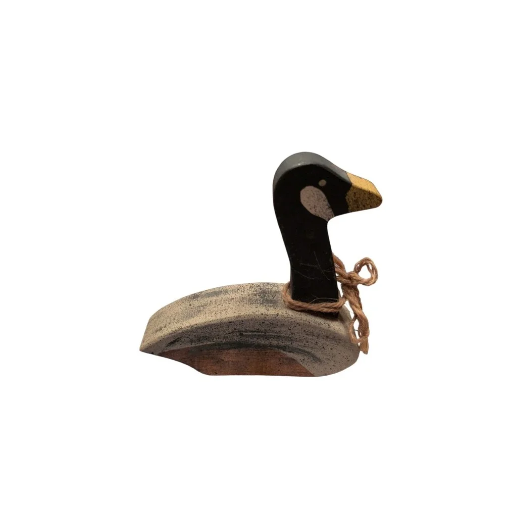 Primitive Folk Art Wooden Canada Goose Decoy Distressed Rustic Country Decor